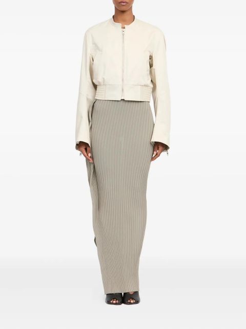 MM6 Maison Margiela zip-up ruched bomber jacket - Neutrals - zdjęcie produktu nr 2