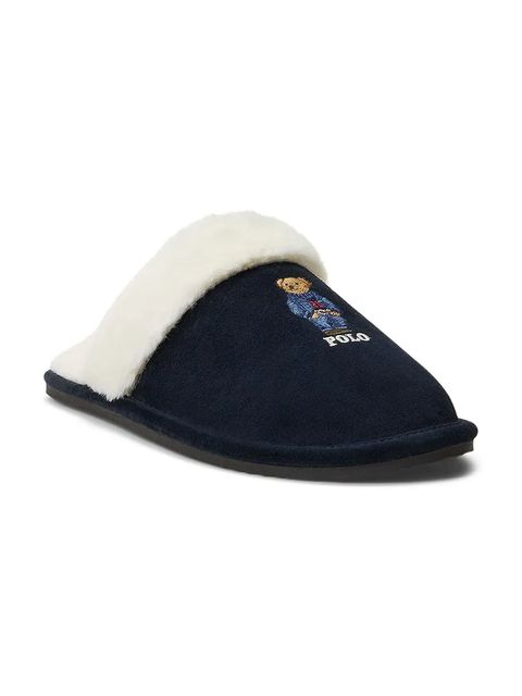 Polo Ralph Lauren kapcie zamszowe Kelcie Bear kolor granatowy 842P03596001