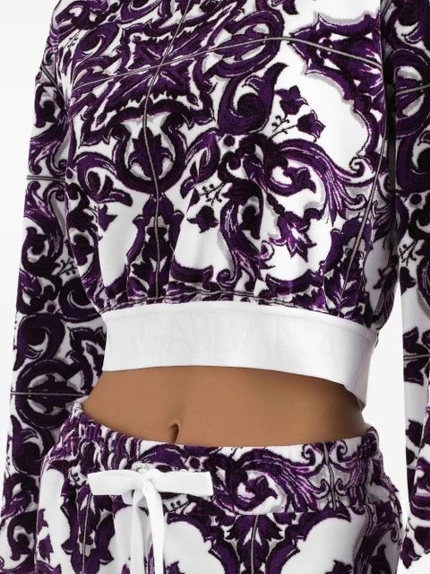 Dolce & Gabbana cotton-blend cropped sweatshirt - Purple