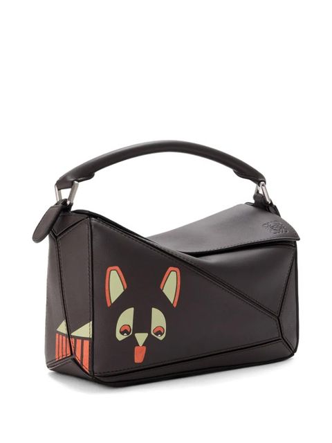 LOEWE small Puzzle Futurist Cat tote bag - Brown