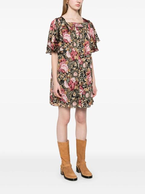 Chloé floral-print mini dress - Black