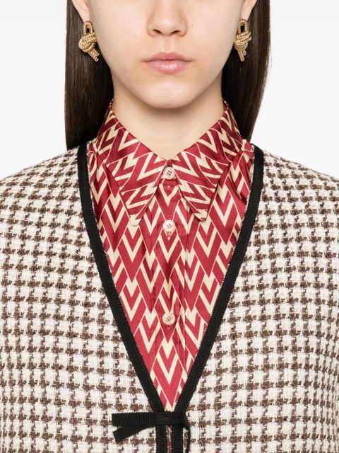 Valentino Garavani tweed houndstooth-pattern jacket - Neutrals
