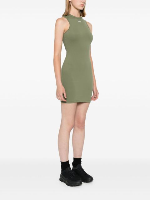 Off-White logo-print mini dress - Green