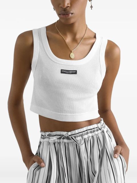 Dolce & Gabbana ribbed crop top - White