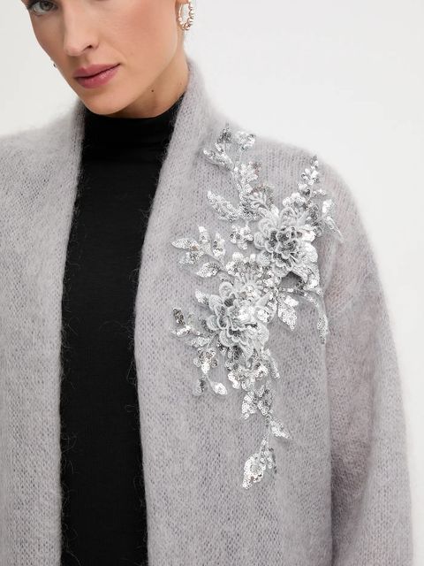 Blugirl Blumarine kardigan z dodatkiem wełny damski kolor szary ciepły RF5080.MS037