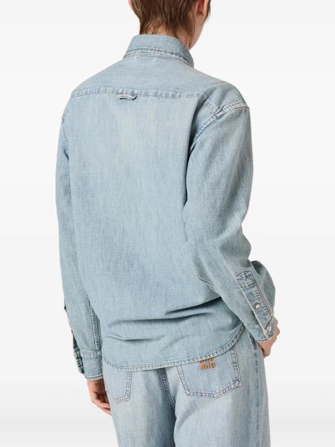 Miu Miu logo-embroidered shirt - Blue