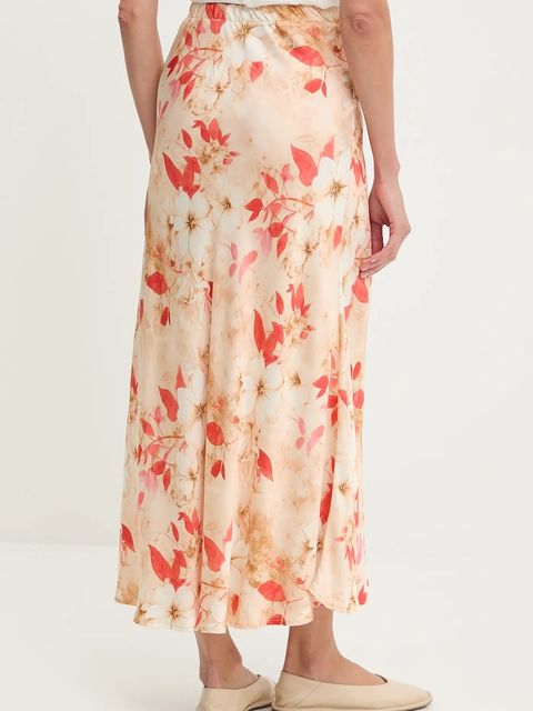 Answear.LAB spódnica kolor beżowy maxi rozkloszowana