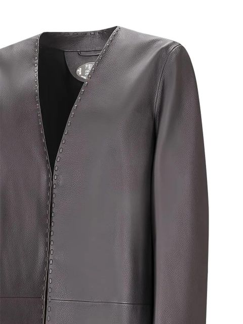 FENDI leather stitched-detail coat - Brown - zdjęcie produktu nr 2