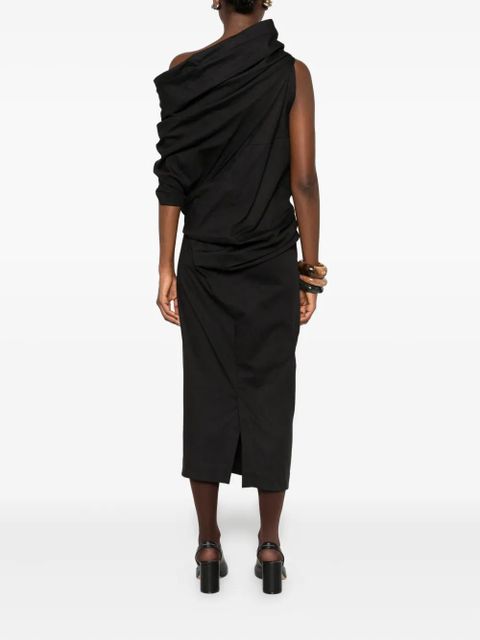 ENTIRE STUDIOS Moulded draped cowl-neck midi dress - Black