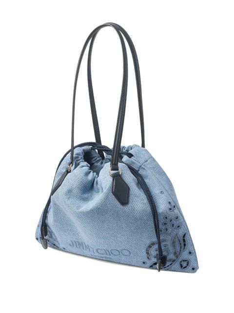 Jimmy Choo laser-cut drawstring shoulder bag - Blue