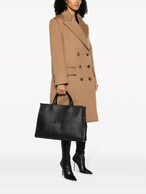 Lanvin logo-embossed leather tote bag - Black