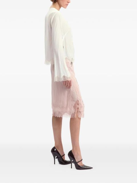 16Arlington Liri crystal-embellished lace-trim midi skirt - Pink