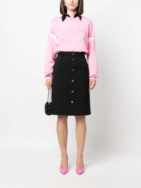 Lanvin embroidered-logo crew-neck sweatshirt - Pink - zdjęcie produktu nr 2