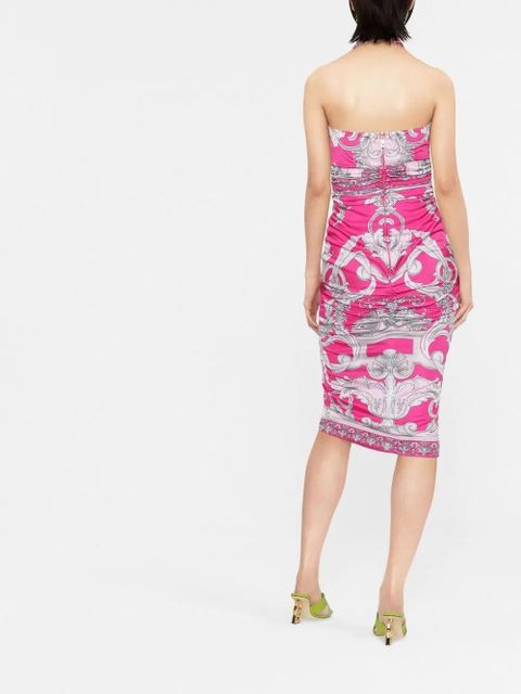 Versace Barocco-print cut-out midi dress - Pink