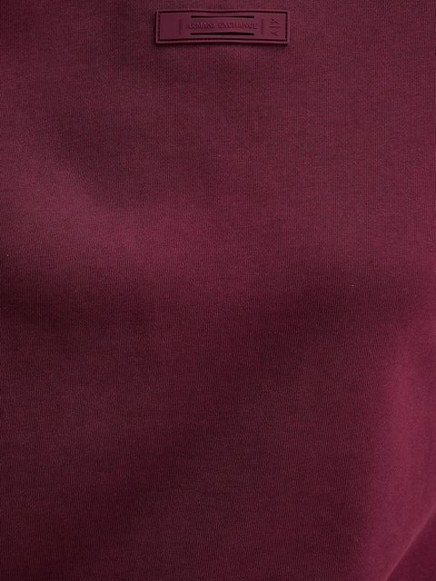 Armani Exchange bluza bawełniana damska kolor bordowy z kapturem gładka XW000748 AF16114