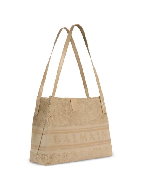 Balmain small Release tote bag in cotton bouclé - Neutrals