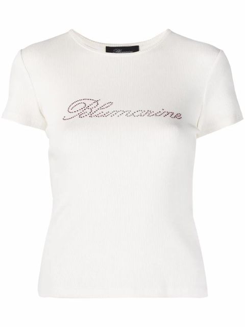 Blumarine stud-embellished logo T-shirt - White - zdjęcie produktu nr 1