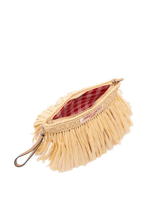Jimmy Choo fringed zipped pouch - Neutrals