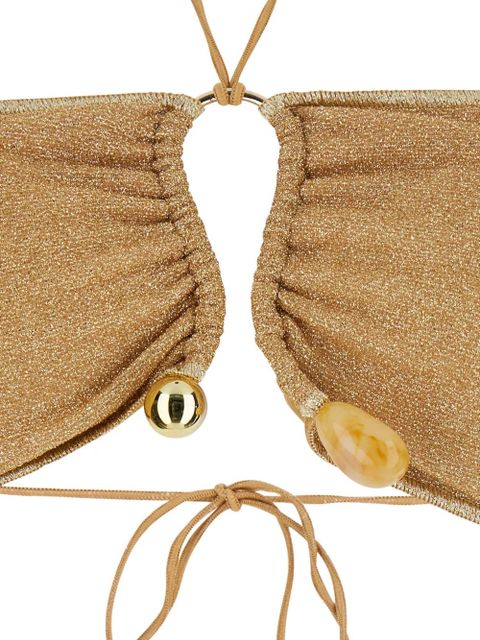 Oséree Lumière beaded-detail bikini - Gold