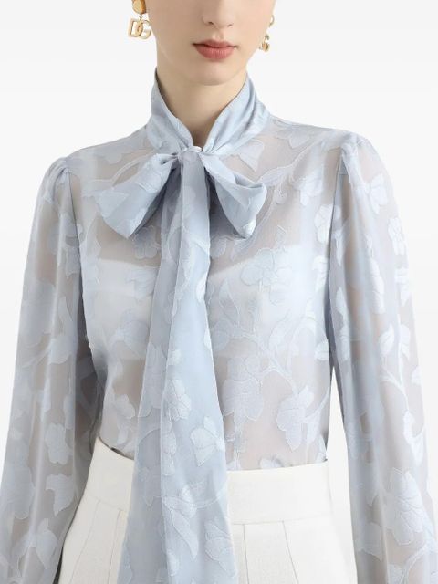 Dolce & Gabbana floral-print silk blouse - Blue