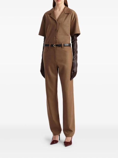 KHAITE short-sleeve pocket shirt - Brown