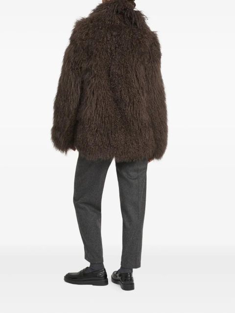 Yves Salomon lamb shearling peacoat jacket - Brown