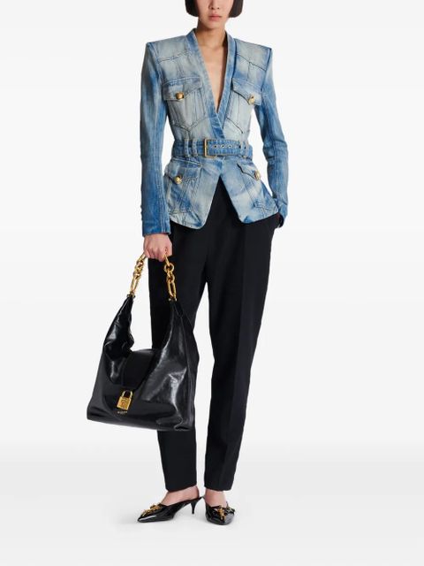 Balmain belted denim jacket - Blue - zdjęcie produktu nr 2
