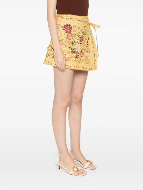 Agua By Agua Bendita Luna Paramo floral tie skirt - Yellow