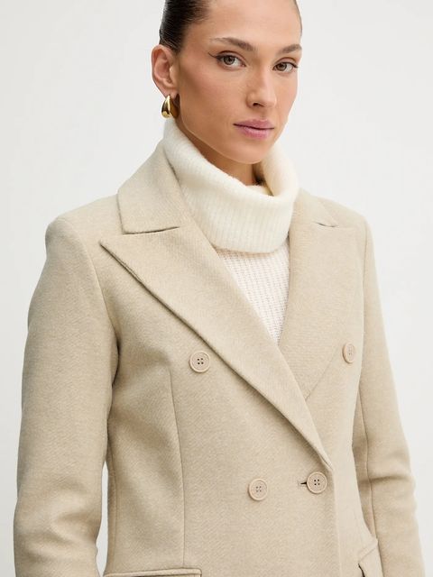 Silvian Heach płaszcz ALBACETE kolor beżowy GPA25010CP