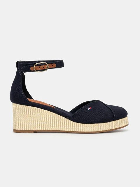 Tommy Hilfiger espadryle FLAG CLOSED TOE MID WEDGE ESPAD kolor granatowy FW0FW08657