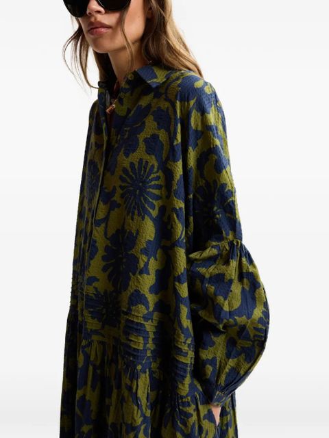 Essentiel Antwerp floral-print pleated shirt dress - Green