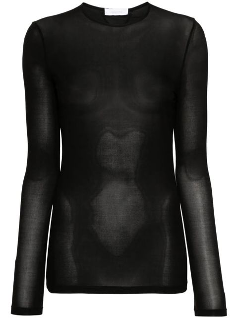 Rabanne semi-sheer long-sleeve T-shirt - Black - zdjęcie produktu nr 1