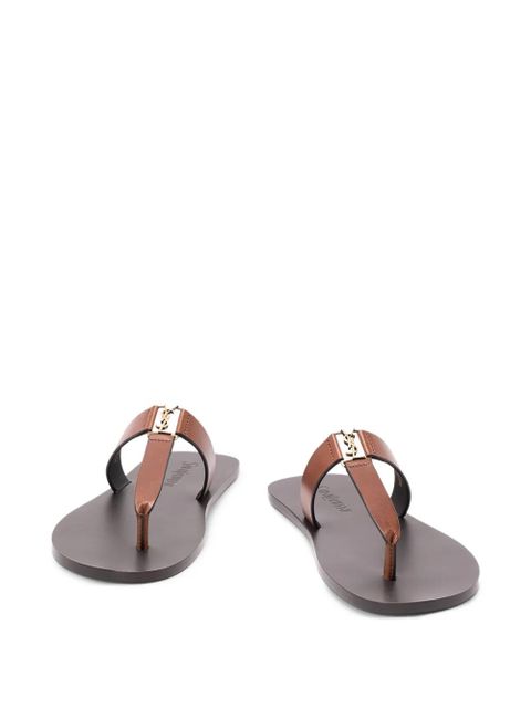 Saint Laurent Babylone logo leather sandals - Brown