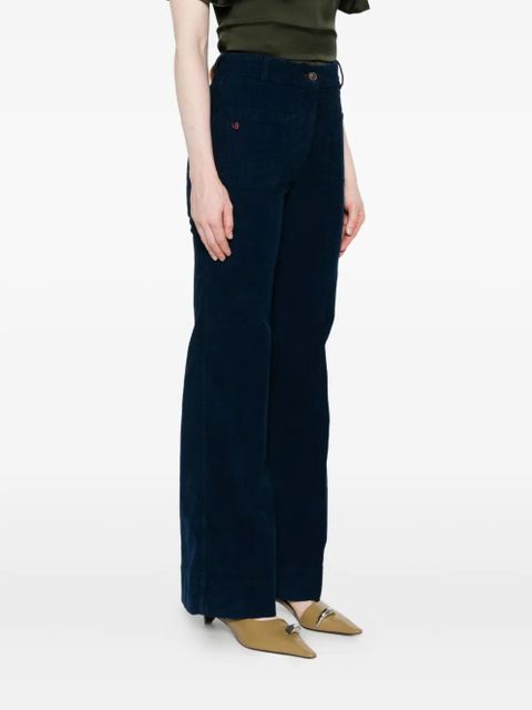 Victoria Beckham corduroy front-pocket trousers - Blue