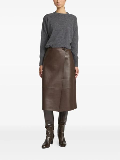 Yves Salomon leather wrap midi skirt - Brown - zdjęcie produktu nr 2