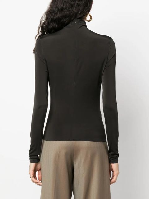 Magda Butrym floral-appliqué ruched jersey top - Brown