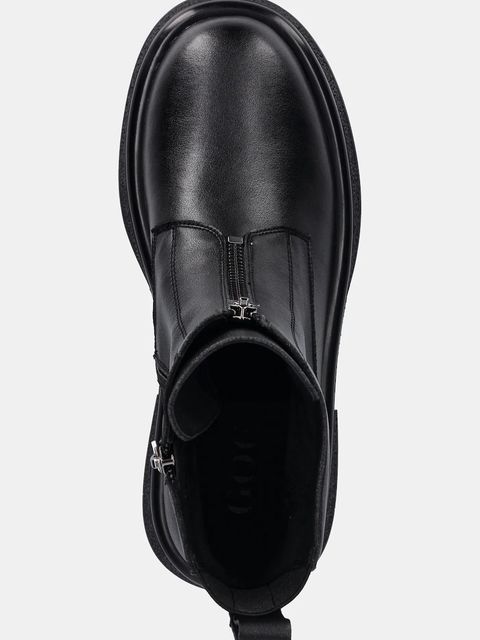 GOE botki skórzane damskie kolor czarny na płaskim obcasie SS2N4145 BLACK