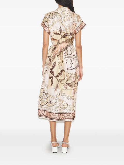 Tory Burch waisted silk shirtdress - Neutrals