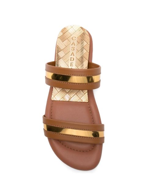 Casadei Florence metallic-trimmed leather sandals - Brown
