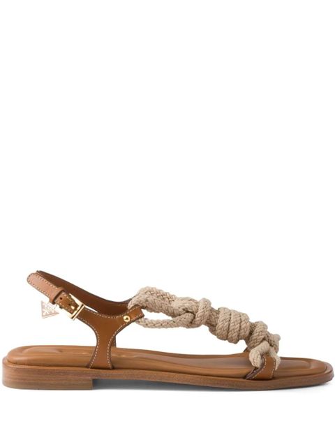 Prada rope-embellished flat sandals - Brown - zdjęcie produktu nr 1