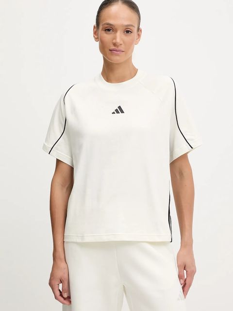 adidas t-shirt bawełniany Stadium damski kolor beżowy JW0450 - zdjęcie produktu nr 1