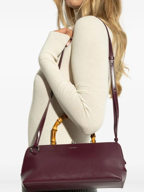 Jil Sander bamboo-handle leather tote bag - Red