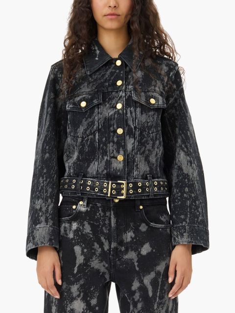 GANNI belted denim jacket - Black