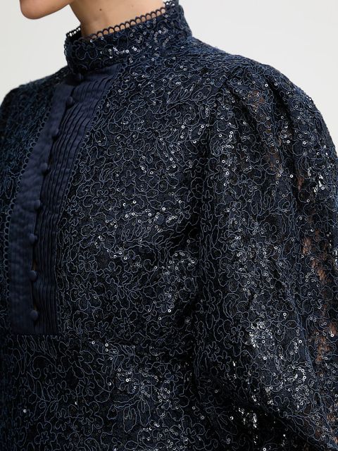 Bardot sukienka kolor granatowy mini rozkloszowana 58421DB4