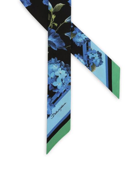 Dolce & Gabbana floral-print silk scarf - Blue