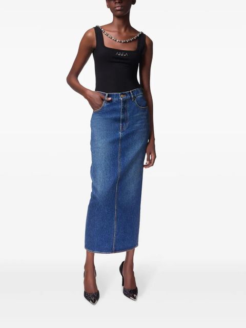 AREA logo-charm denim midi skirt - Blue - zdjęcie produktu nr 2