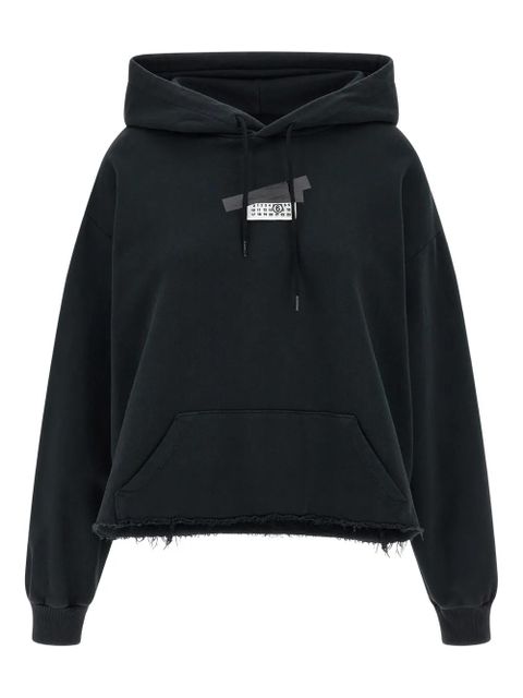 MM6 Maison Margiela gauze frayed hoodie - Black - zdjęcie produktu nr 1