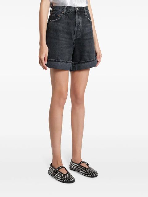 AGOLDE Dame high-waisted denim shorts - Black
