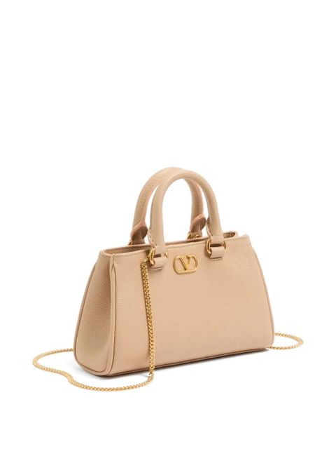 Valentino Garavani mini VLogo Signature bag in grainy calfskin - Neutrals