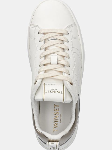 Twinset sneakersy skórzane damskie kolor biały 252TCP024